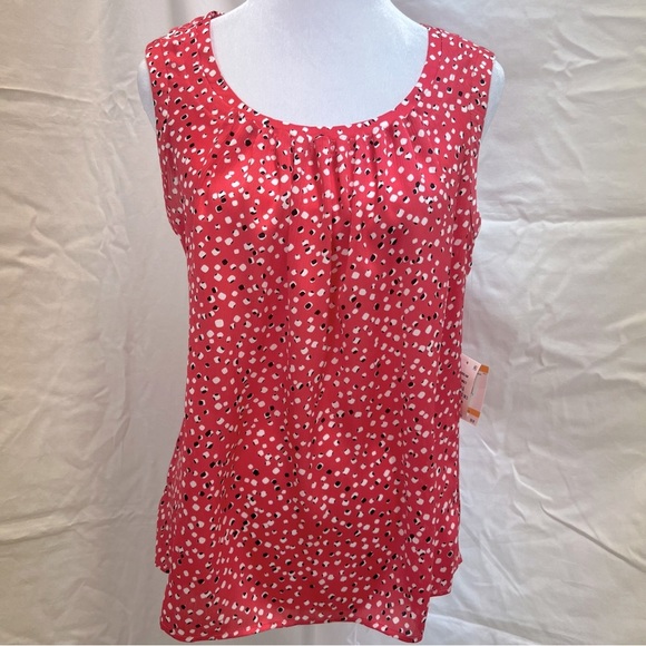 NWT Kasper guava multi patterned sleeveless blouse. - Picture 1 of 12